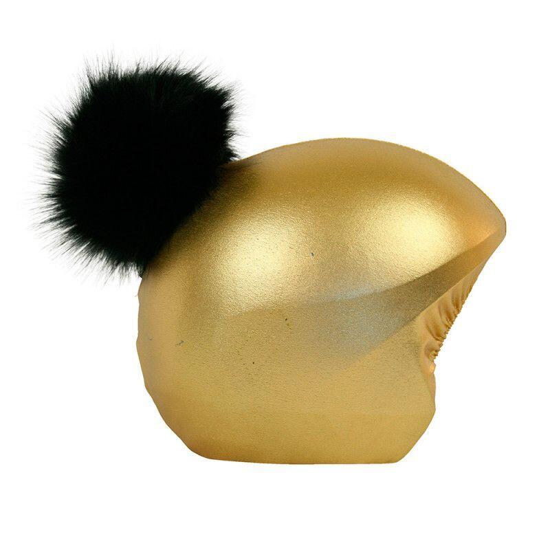 Pokrowiec na kask rowerowy Coolcasc Exclusive Gold Black Pon-Pon 2/5