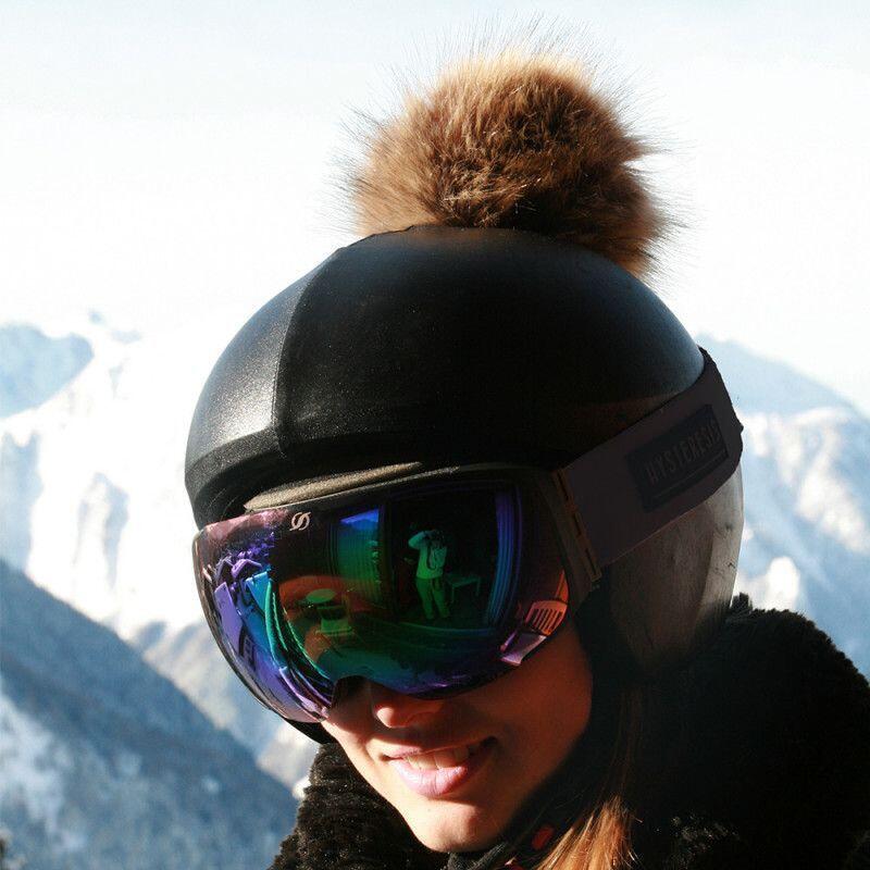 Housse de casque fantaisie - Coolcasc - Noir  pompon marron - Taille unique 2/2
