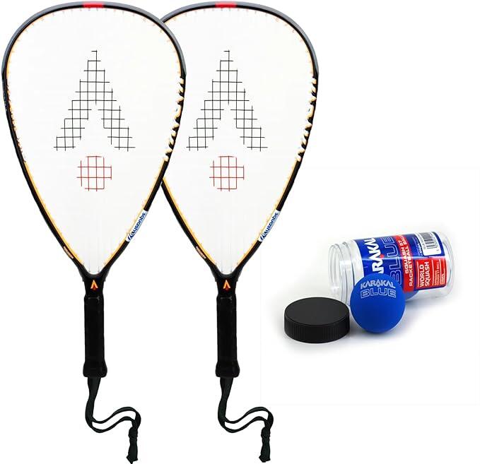 KARAKAL Karakal CRX Hybrid Graphte Racketball Twin Racket Set & Karakal Racketball Balls