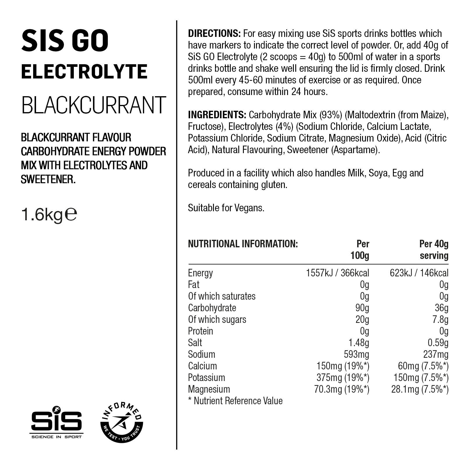 Science in Sport | Go Electro Powder | Blackcurrant | 1.6kg| Single 3/3