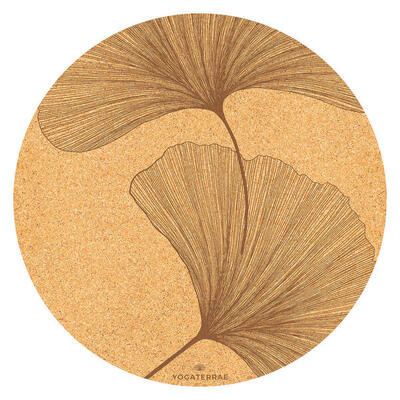 Yogamatte Rund aus Kork und Naturkautschuk mit Trage- und Dehngurt – GINKGOS