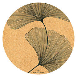 TAPIS YOGA MÉDITATION ANTIDÉRAPANT NATUREL Liège-Caoutchouc Ginkgo Yin Yang Noir