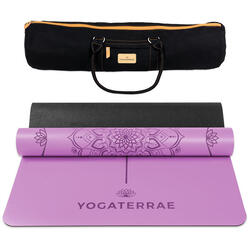 Tapis yoga Lavande Lilas PU-Caoutchouc naturel MANDALA BODY LINE + Sac transport