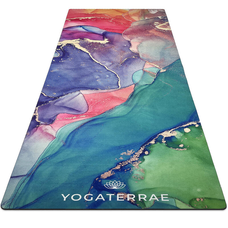 Tapis de yoga Antidérapant DHYANA en Suédé et Caoutchouc naturel ligne Voyage