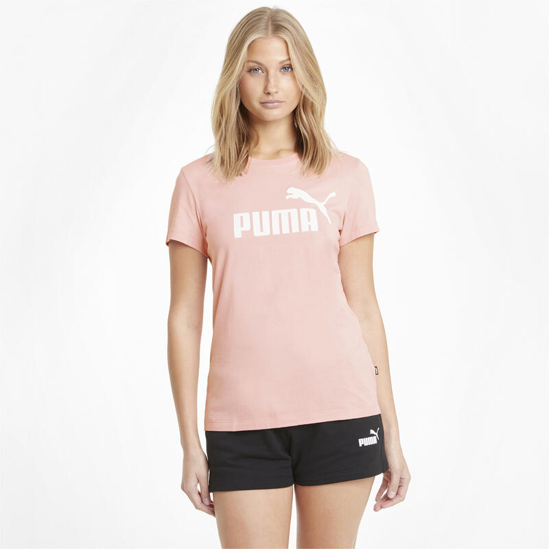 Essentials Logo T-Shirt Damen PUMA Bridal Rose Pink