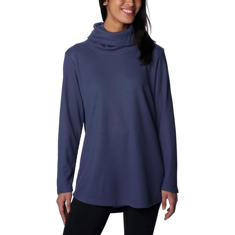 Bluza rozpinana Holly Hideaway Waffle Cowl Neck - niebieski