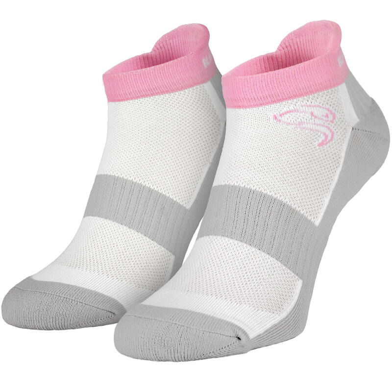 Sport Sneaker Socken | 2 Paar | Damen und Herren | Weiß/Rosa/Grau