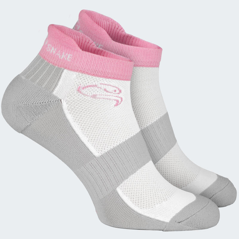 Sport Sneaker Socken | 2 Paar | Damen und Herren | Weiß/Rosa/Grau