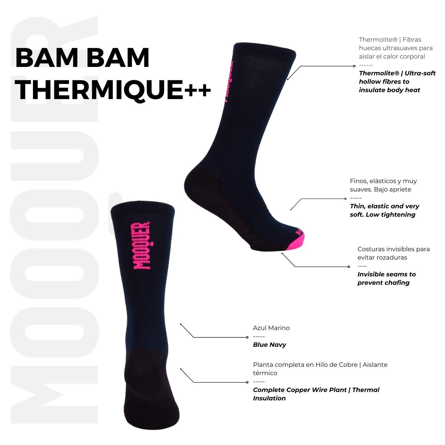 Meias de Ciclismo Térmicas para Tempo Frio Unissex Mooquer Bam Bam Thermique++ 3/7
