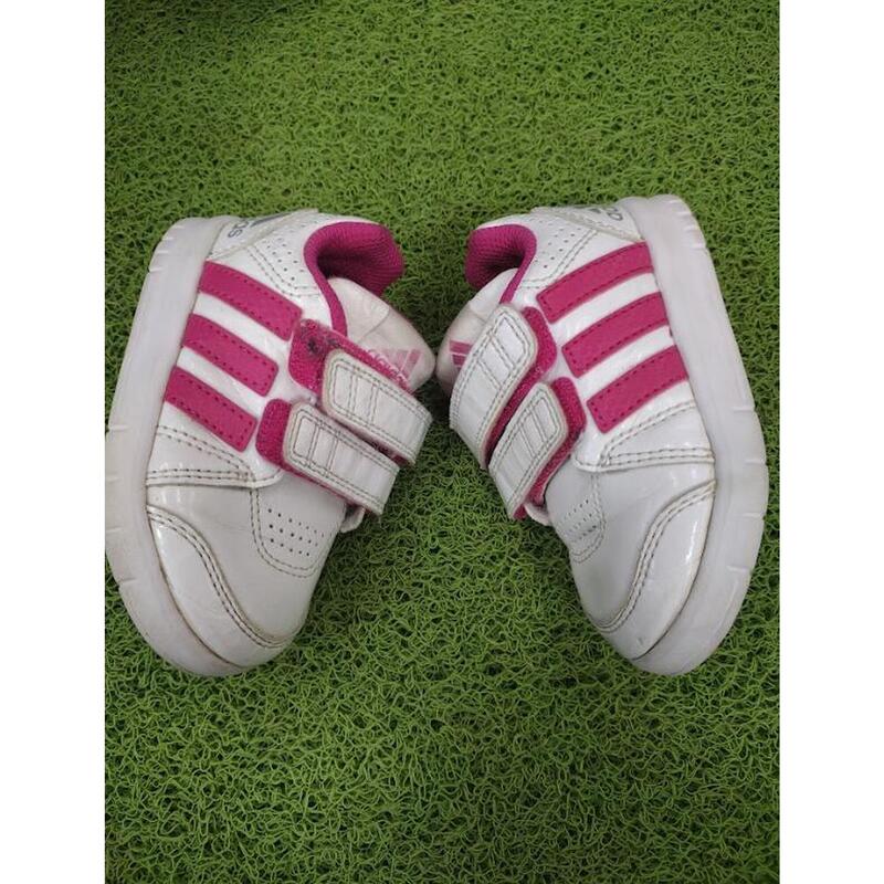 TÊNIS CRIANÇA ADIDAS 21 BRANCO/ROSA - SEGUNDA VIDA: BOM ESTADO