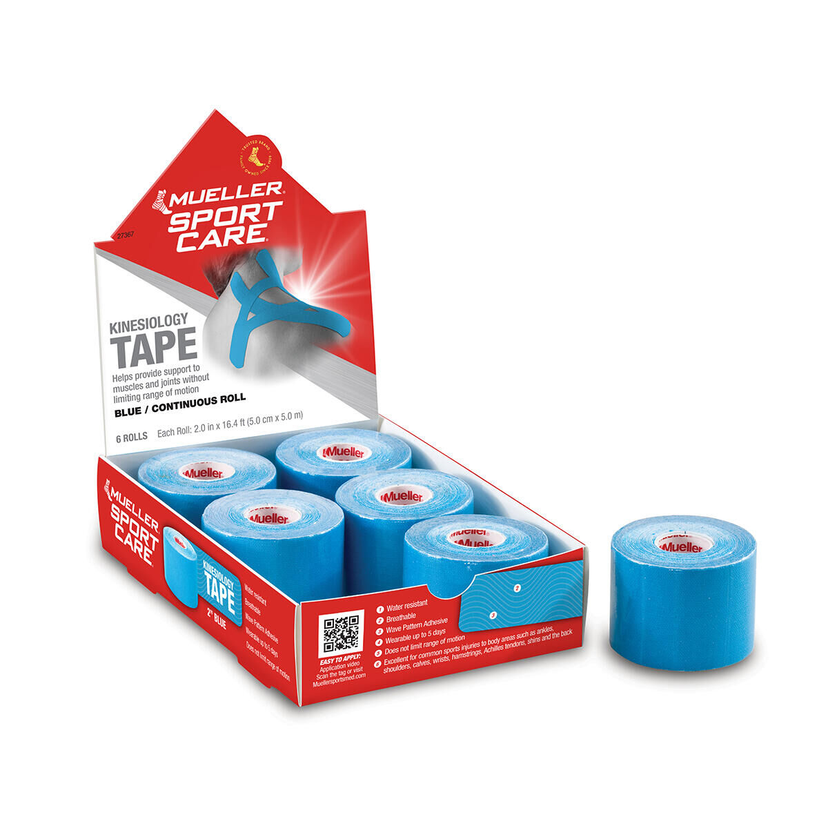 MUELLER Mueller Kinesiology Muscle Support Tape Blue 5cm x 5m - x6