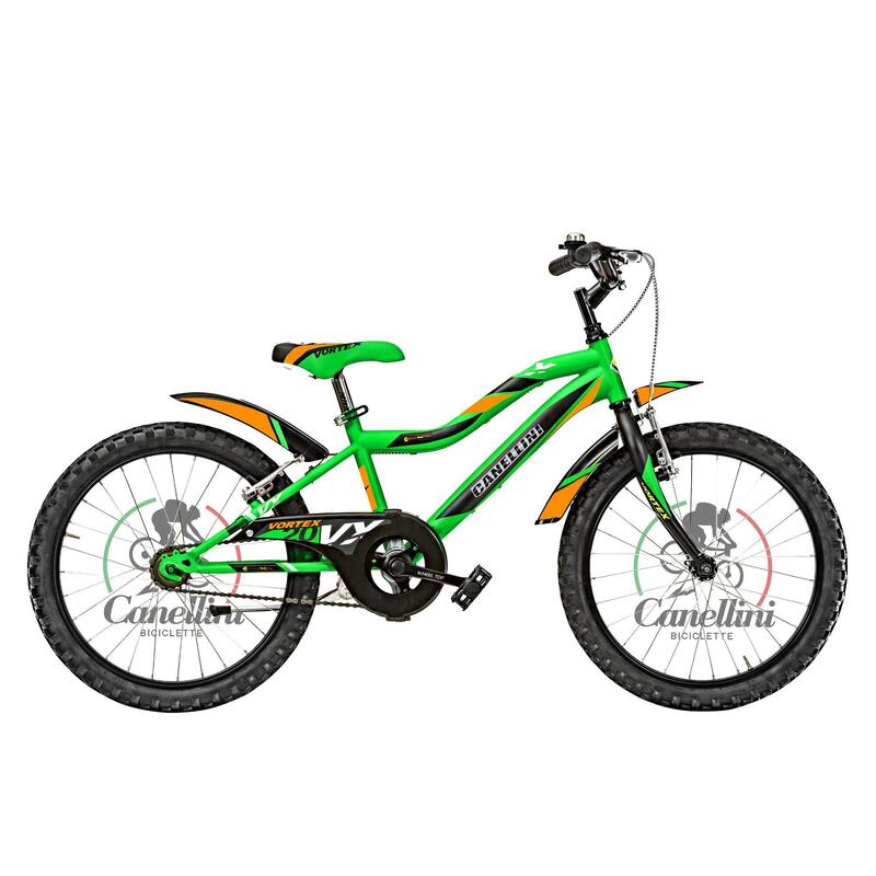 Bicicletă pentru băieți Canellini VORTEX 20" 1 viteză - Verde/Negru/Portocaliu
