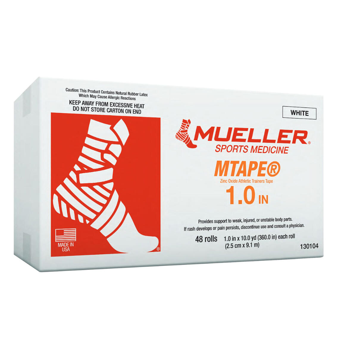 MUELLER Mueller Kinesiology Muscle Support M Tape White 2.5cm x 9.1m  - (x48)