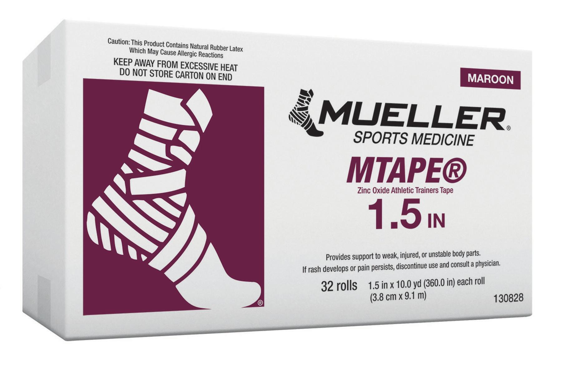 Mueller Kinesiology Muscle Support M Tape Maroon Zinc Oxide 3.8cm x 9.14m - x32 1/2