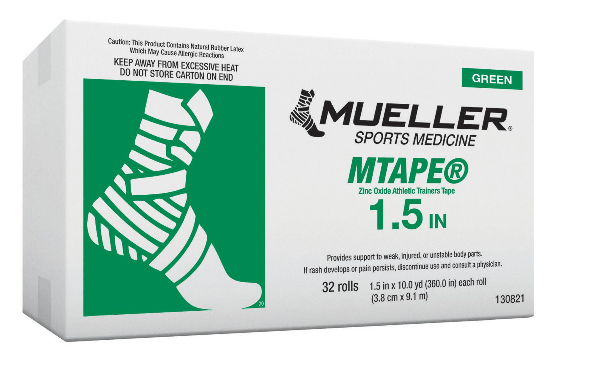 MUELLER Mueller Kinesiology Muscle Support M Tape Green Zinc Oxide 3.8cm x 9.14m - x32