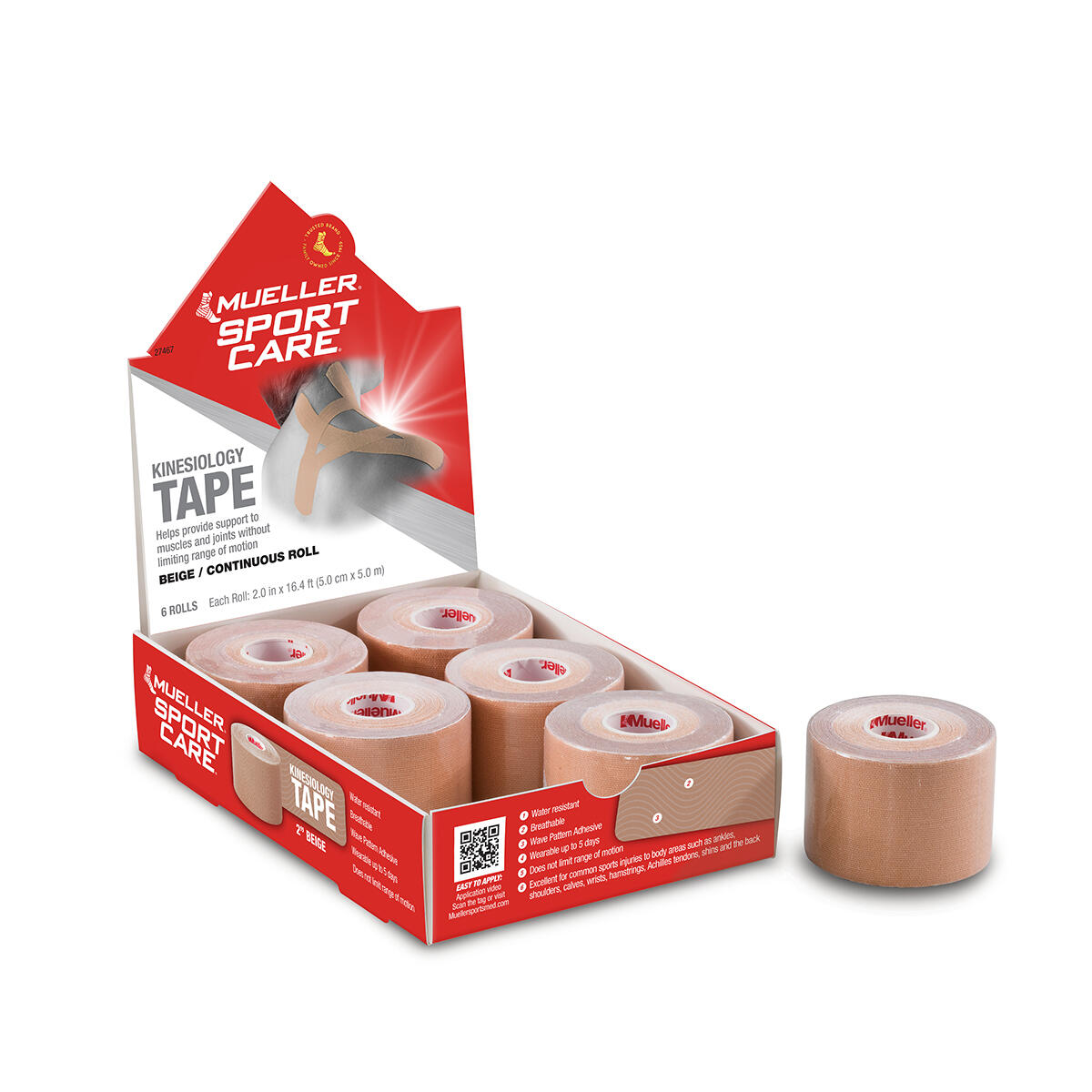 Mueller Kinesiology Muscle Support Tape Beige 5cm x 5m - x6 1/1