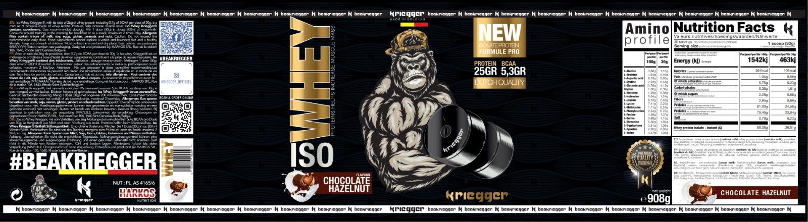 Isolate Protéine Whey véritable goût chocolat noisettes 908Gr 2/7