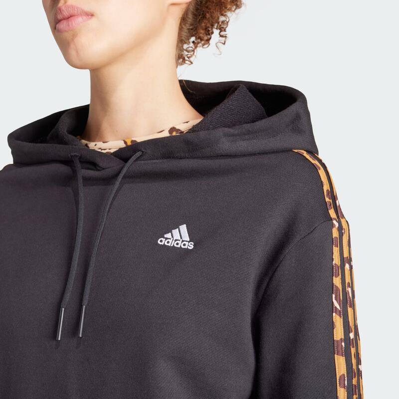Essentials 3-Stripes Animal Print Relaxed Hoodie