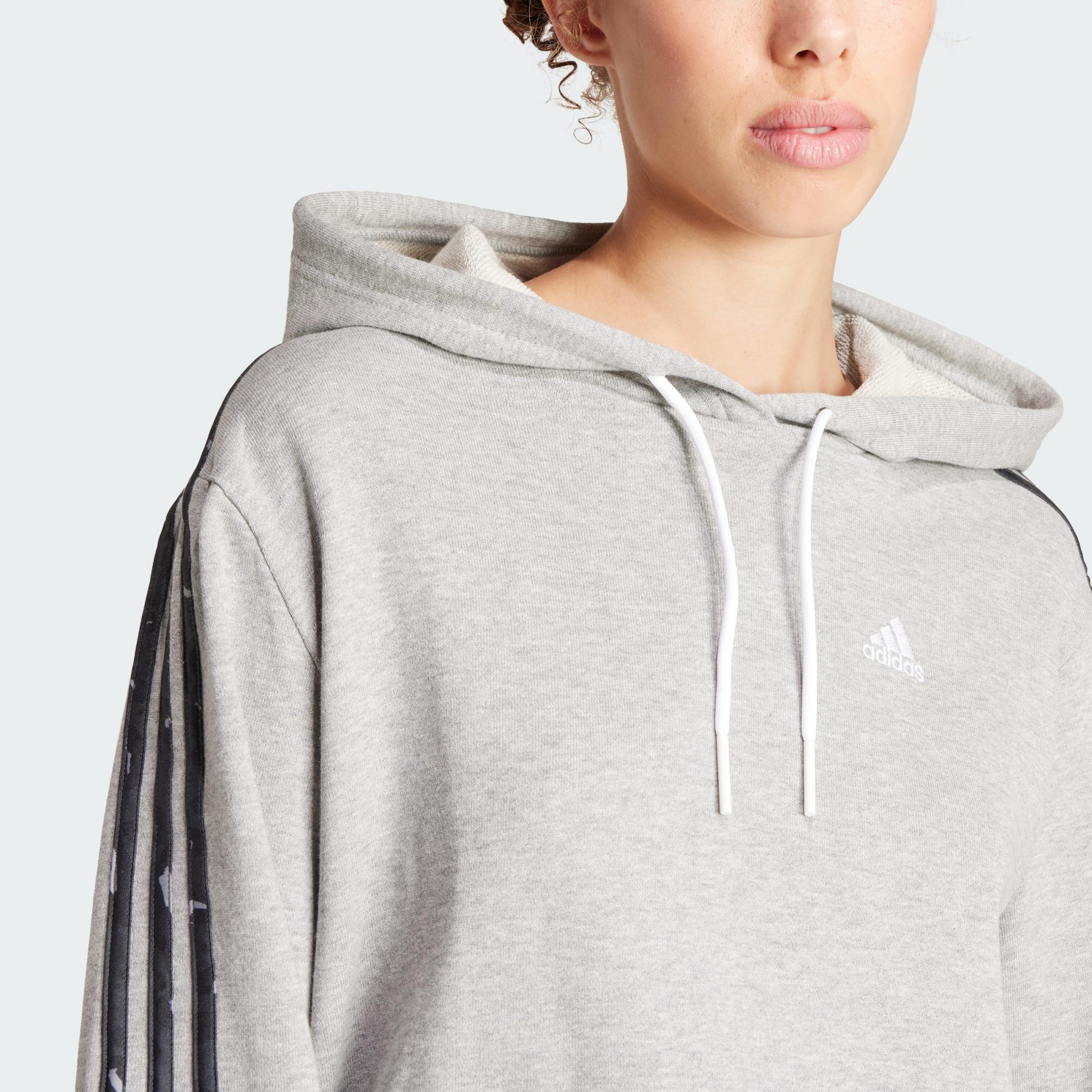 Essentials 3-Stripes Animal Print Relaxed Hoodie 4/5