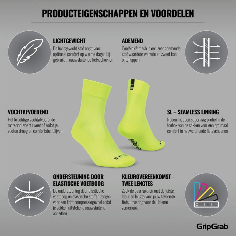 Gripgrab Lightweight Sl Regular Cut Summer Socks Yellow - XS - (35-38)