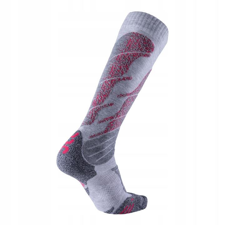 UYN chaussettes de skis Femme - ALL MOUNTAIN -  couleur LIGHT GREY / CORAL