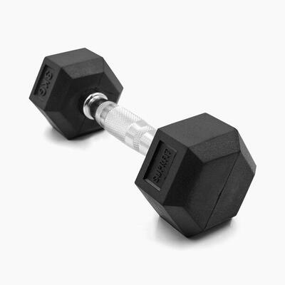 Hexagonale rubberen dumbbell (individueel) - 1 kg