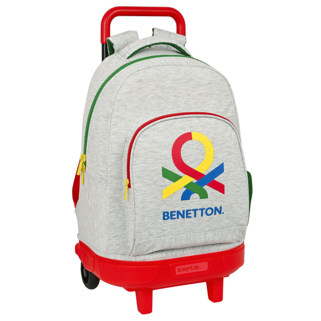 School Rucksack with Wheels Benetton Pop Grey