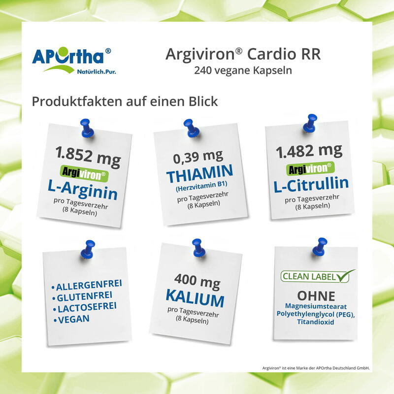 Cardio RR L-Arginin + L-Citrullin + Kalium + B1 - 240 vegane Kapseln