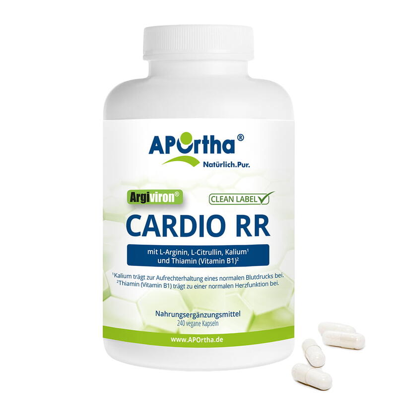 Cardio RR L-Arginin + L-Citrullin + Kalium + B1 - 240 vegane Kapseln