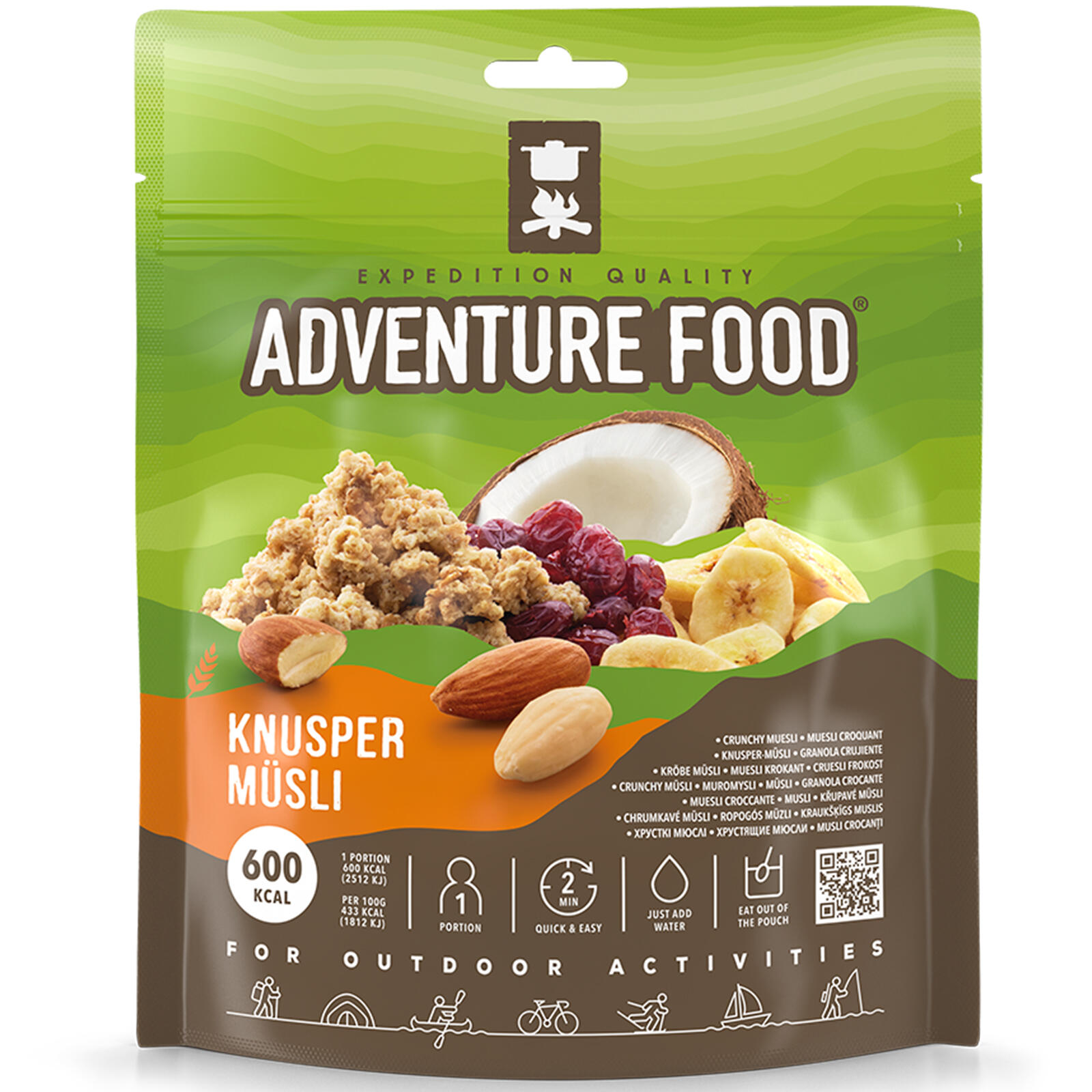 ADVENTURE FOOD Trekking voedsel voeding Krokante muesli Outdoor maaltijd Ontbijt Noodrantsoen