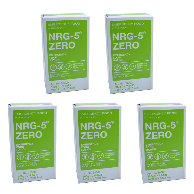 5 x NRG-5 ZERO Nourriture de trekking Not Ration Outdoor sans gluten Vegan