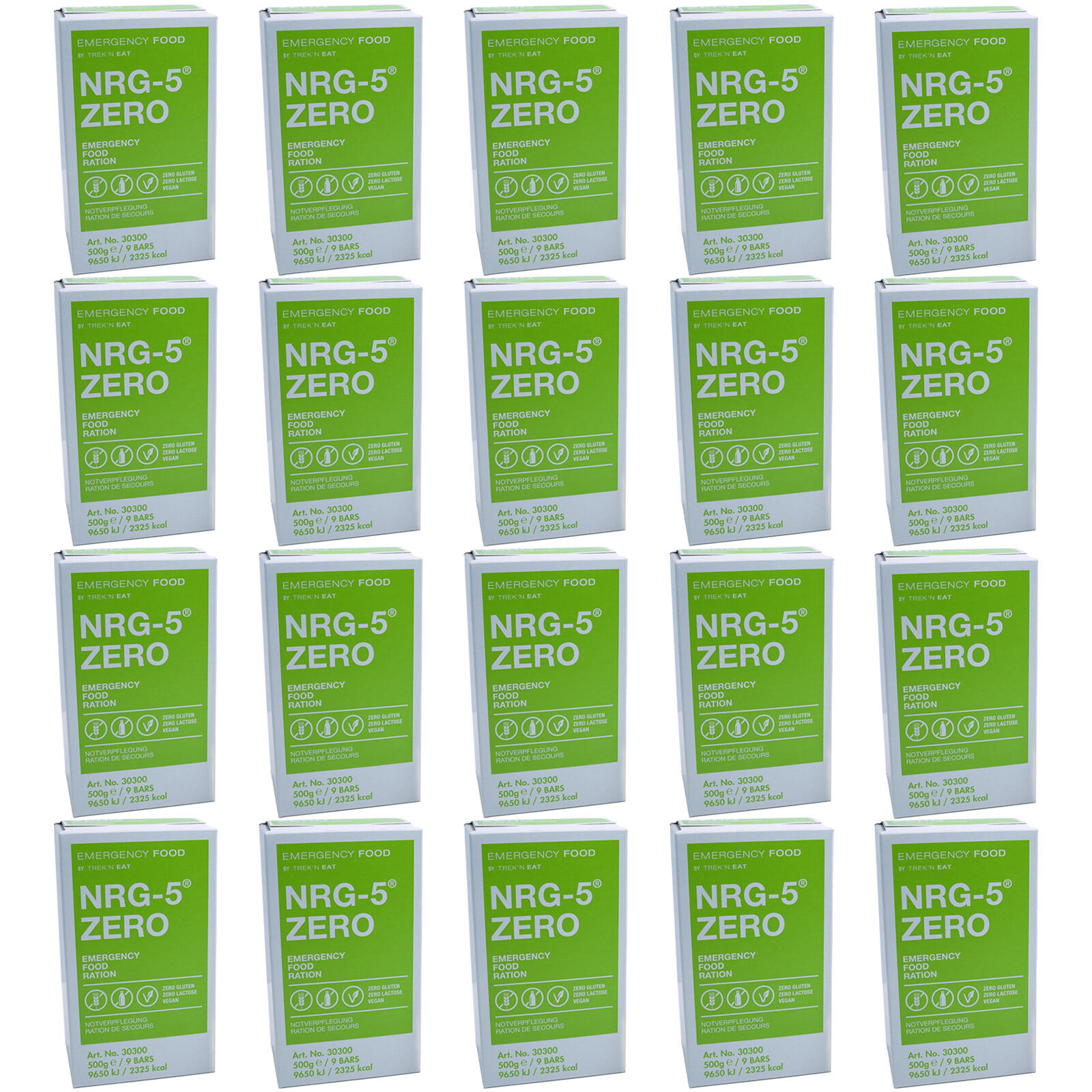 EMERGENCY FOOD 50x NRG-5 ZERO Trekking Cibo di emergenza Razione outdoor senza glutine Vegano