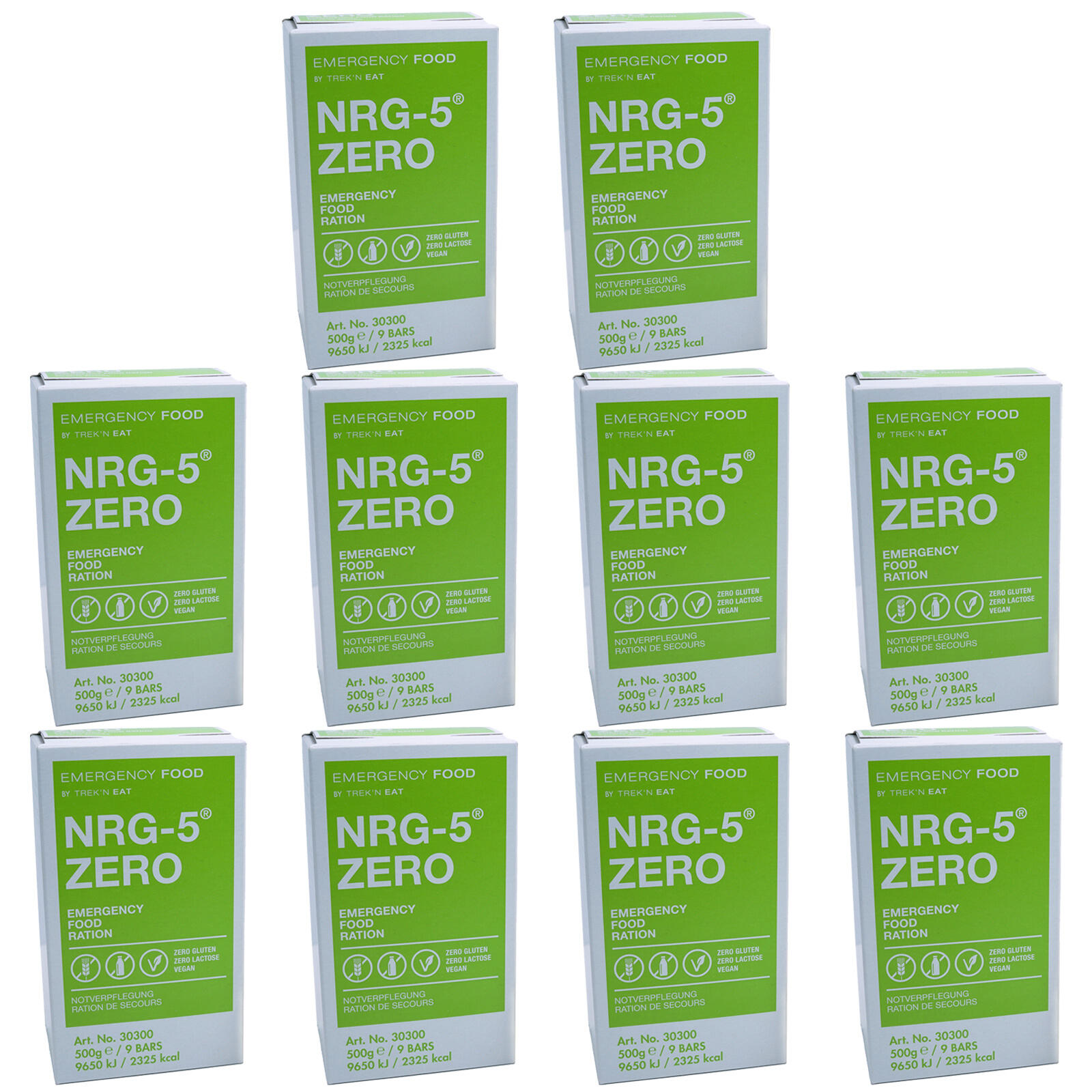 EMERGENCY FOOD 10x NRG-5 ZERO Trekking Cibo di emergenza Razione outdoor senza glutine Vegano