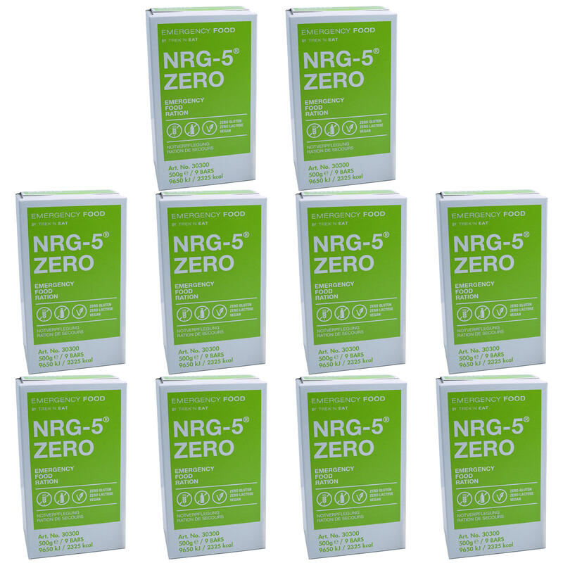 10x NRG-5 ZERO Trekking Noodrantsoen Outdoor Voeding Glutenvrij Veganistisch