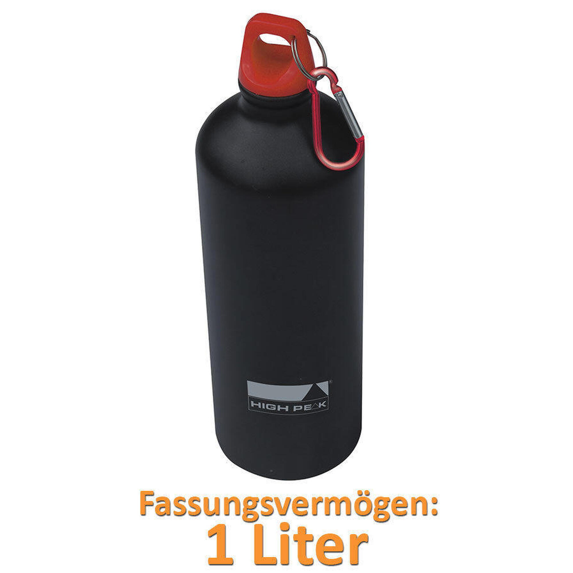 Aluminium sportfles 1 L drinkfles fiets waterfles karabijnhaak