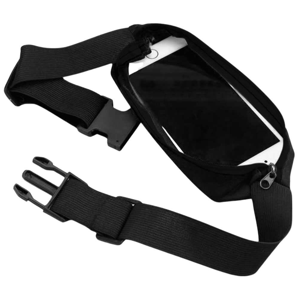 Riñonera Deportiva Ajustable Negra con Bolsillo elástico con cremallera 5/5