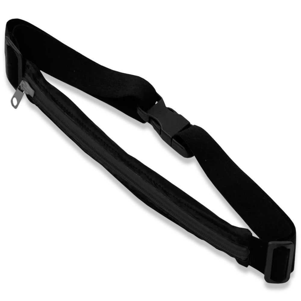 Riñonera Deportiva Ajustable Negra con Bolsillo elástico con cremallera 3/5