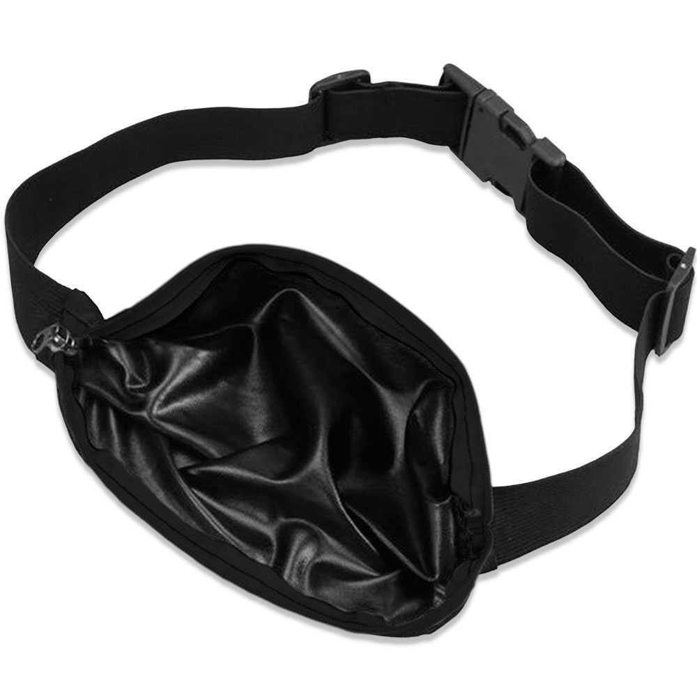 Riñonera Deportiva Ajustable Negra con Bolsillo elástico con cremallera 2/5