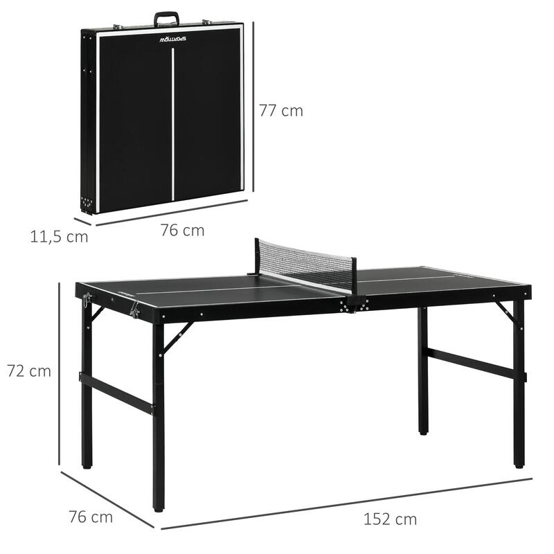 Mesa de ping-pong plegable MDF aluminio SPORTNOW 152x76x72 cm negro