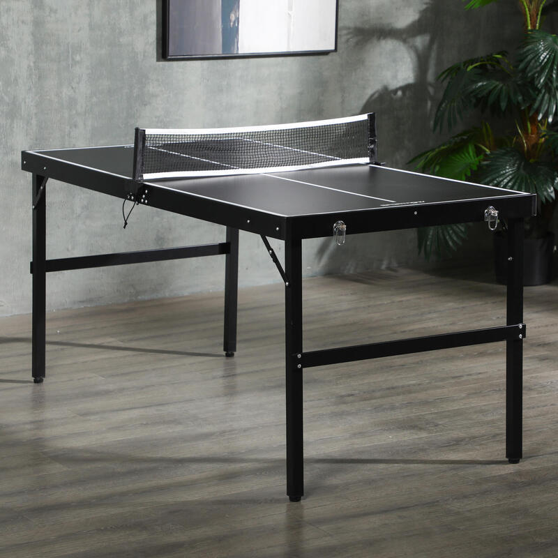 Masă de ping-pong pliabilă SPORTNOW din aluminiu și MDF 152x76x72 cm, neagră