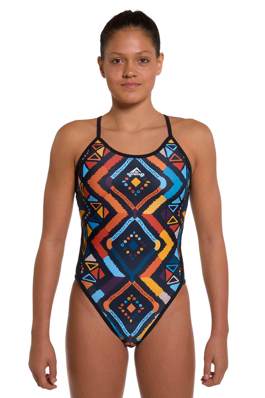 SWIMZI Swimzi Thin Strap Womens One-Piece swimsuit, Sunset Savannah