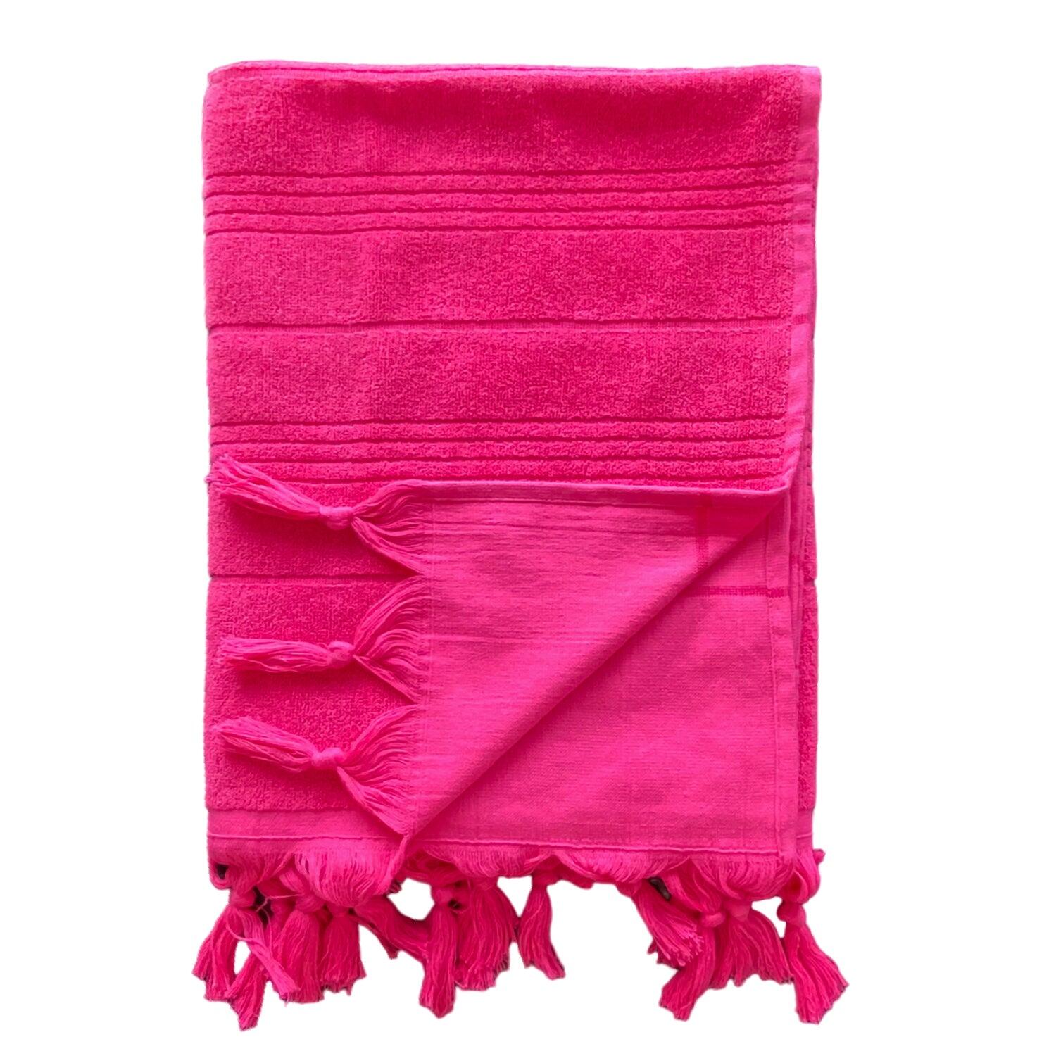 LE COMPTOIR DE LA PLAGE Hamamdoek met badstof Roze 140x180 330g/m² - Hammam Fuchsia XL