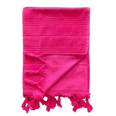 Fouta con fodera in spugna - Hammam XL Fucsia - 140x180 cm - 330 g/m²