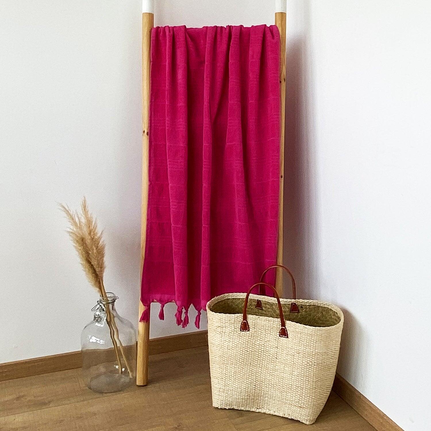 Fouta doublée éponge - Hammam XL Fuchsia - 140x180cm - 330g/m² 2/3