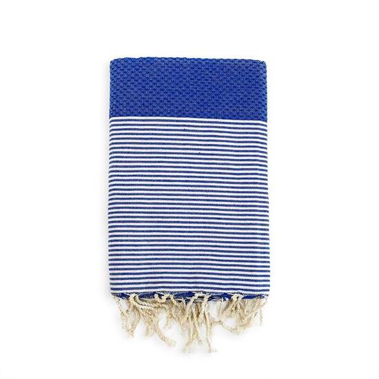 Fouta nid d'abeille traditionnelle Bleu 100x200 190g/m² - Mikanda Royal