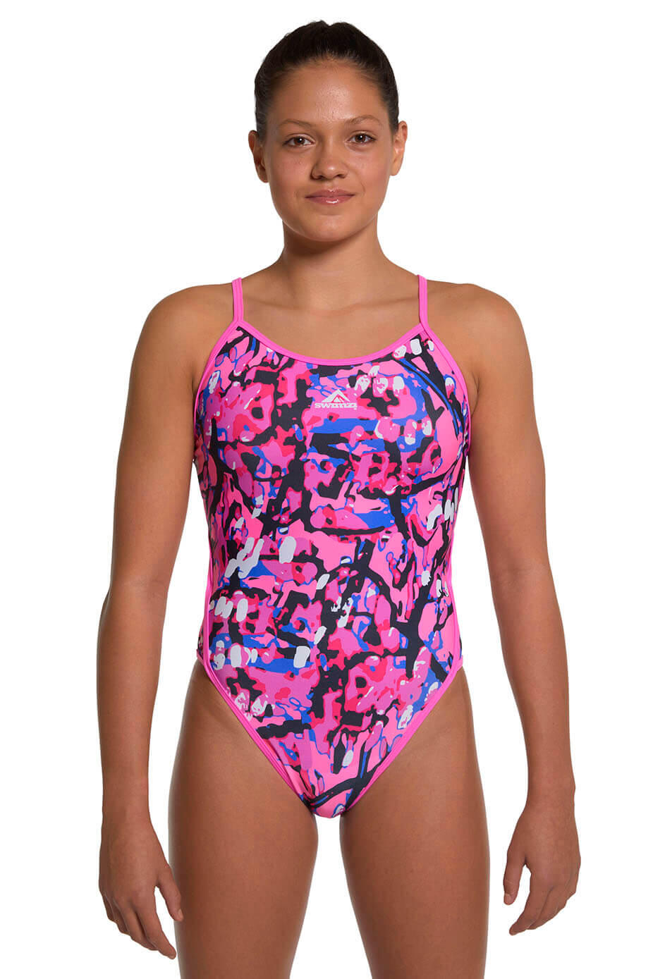 SWIMZI Swimzi Thin Strap Womens One-Piece swimsuit, Pink Paradise