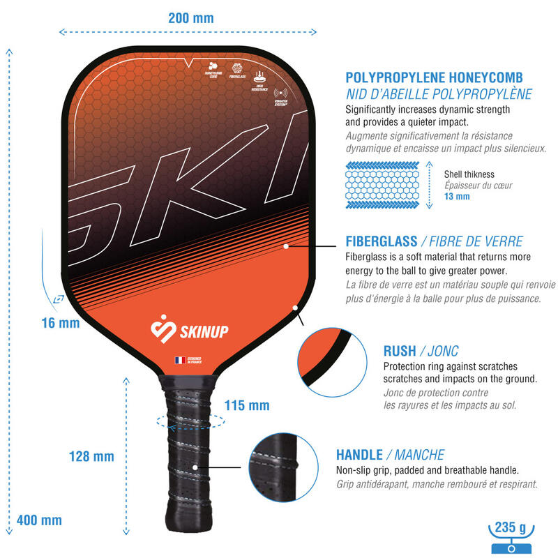 Lot 4 raquettes pickleball Smart & Fun, 2 balles et filet