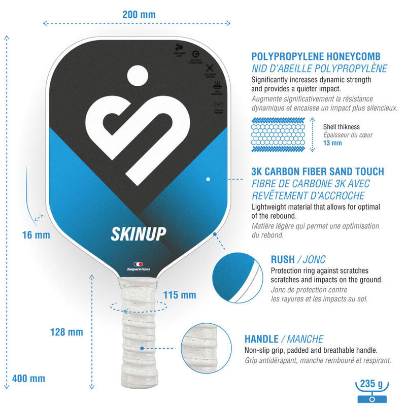 SKINUP 4 3K Smart & Pro Pickleball -rackets, 3 ballen en een net