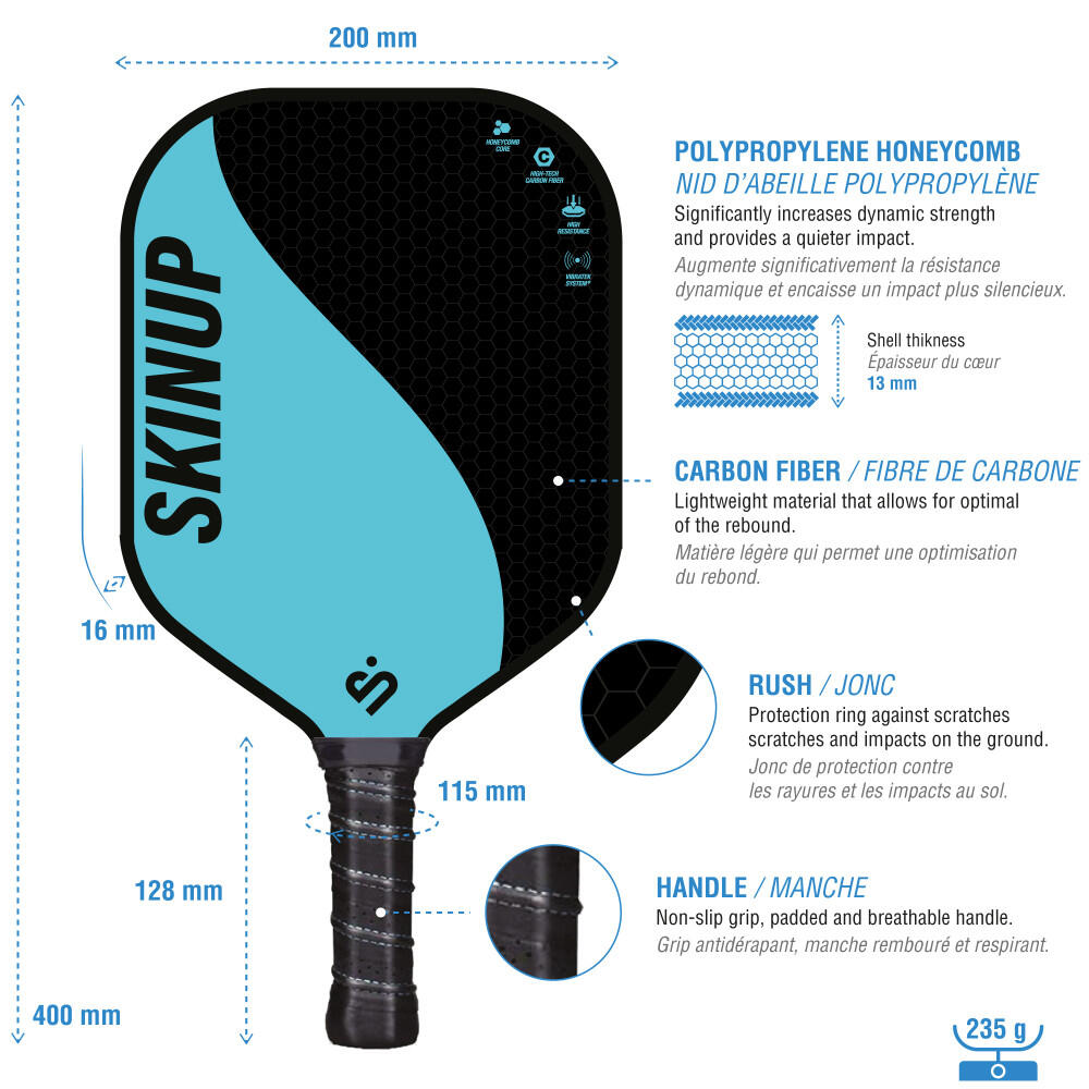Lote 2 Pickleball Racket Yang Yang Azul/Blanco, 2 bolas y una cubierta 3/5