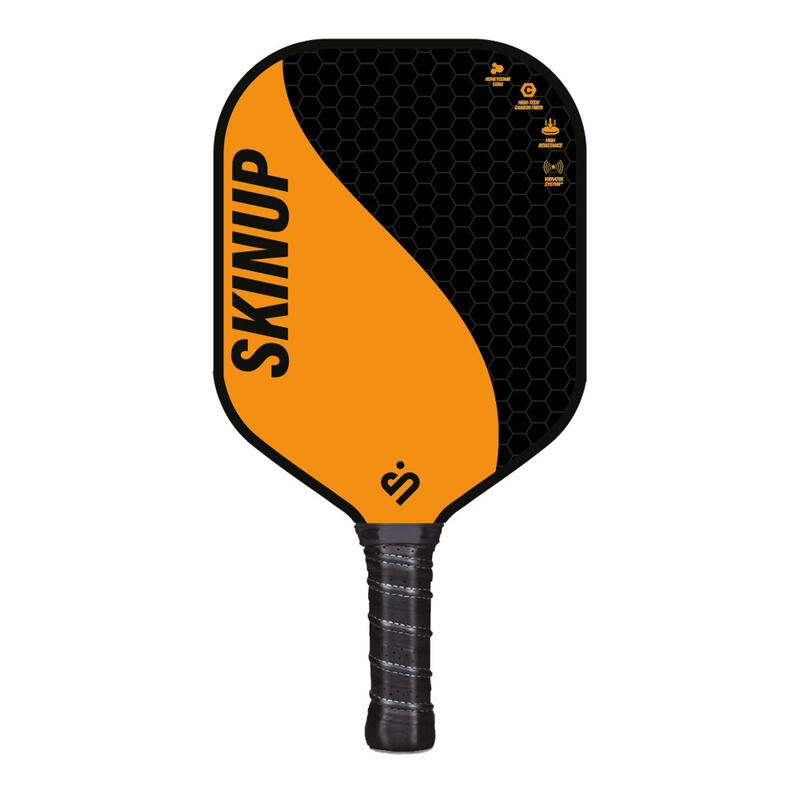 SKINUP 4 oranje/blauwe Yin Yang pickleball rackets, 3 ballen en net